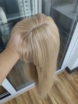 Ash blonde high quality wig with bangs