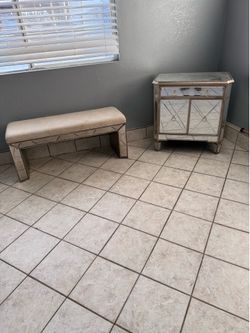 Bench and side table mirrored