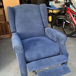 Blue Wingback Recliner With Removable Wings