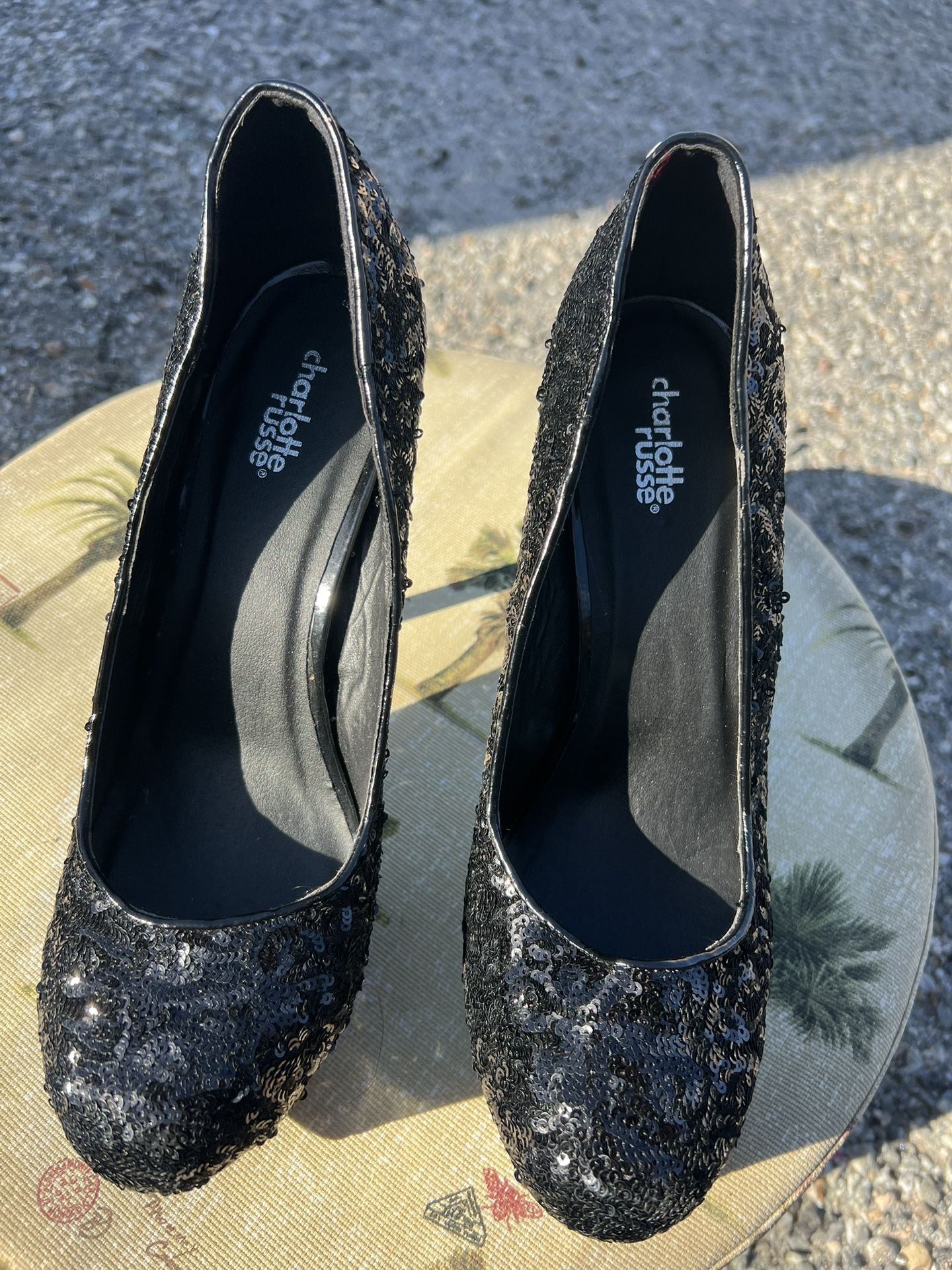 Black Rhinestone Heels