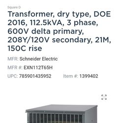 Transformer Dry Type,600v