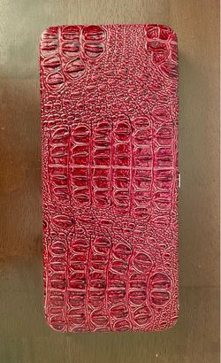 Vintage Crimson Red Crocodile Hard Shell Wallet Case