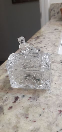 Hofbauer Byrdes Birds Cut Crystal Lidded Trinket Box