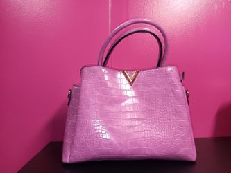 V Encrusted Light Purple Purse