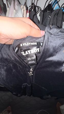 Playboy Black Velvet Zip-Up Hoodie XS