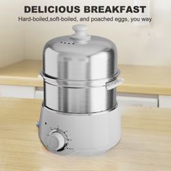 Electric Egg Cooker Featuring a Timer for Kitchen Use, Capable of Steaming Up to 14 Eggs Indoors. It Can Prepare Hard Or Soft Boiled Eggs, Poached Egg
