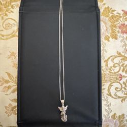 Vintage 925 Silver Pendant Necklace Praying Angel Made In Italy