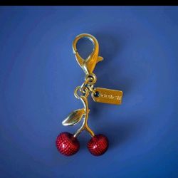 COACH MINI, RED CHERRY AND GOLD TONE, BAG CHARM, KEYCHAIN, OR ZIPPER PULL! NEW!