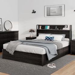 King Bed Frame With Storage And Outlet