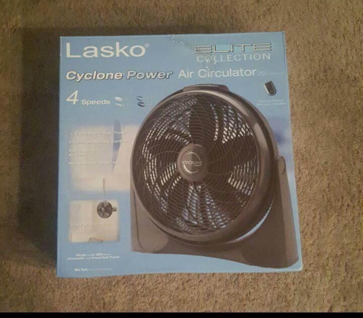 Lasko Cyclone Power Air Circulator 4-Speed Fan w/Remote Control