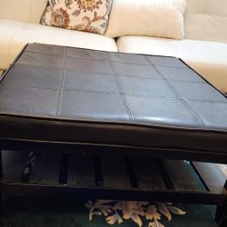 Brown Leather Ottoman