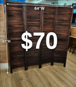 4 panels wood room divider (64"W×67"H)