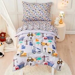 Toddler Bedding Set Construction Trucks Crib Mattress