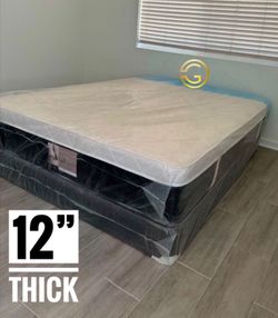NEW Mattress Queen Size Plush Pillowtop With Box Spring // Offer  🚚