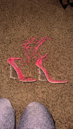 Pink Snake Print Heels
