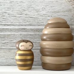 Wooden Bee  in a Beehive Box