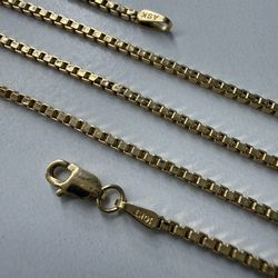 Real 10k Yellow Gold Box Link Chain Necklace 16” Inches Long 1.5mm Wide