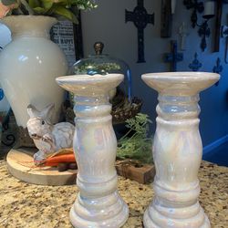 White Candle Holders (2)