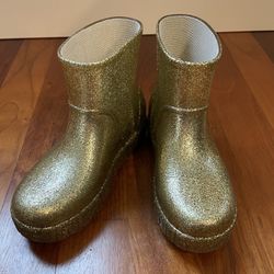 UGG Drizlita Golden Glitter Waterproof Rubber Rain Boots Size 6 Women 