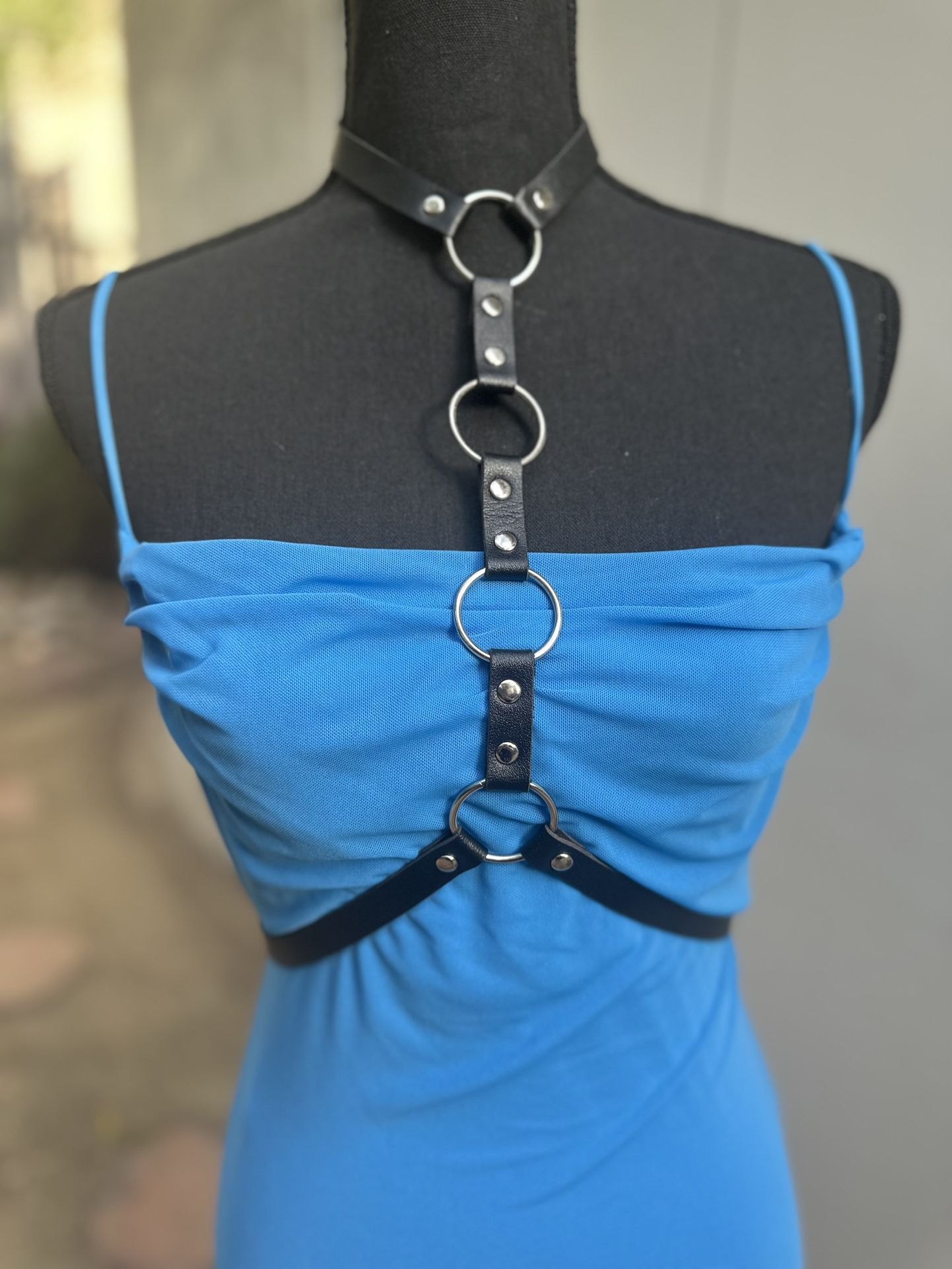 Black leather adjustable harness