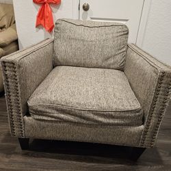 Comfortable Gray Upholstered Armchair