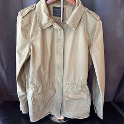 Forever 21 Womens Green Cotton Front Pockets Full Zip Military Jacket Size Medium 