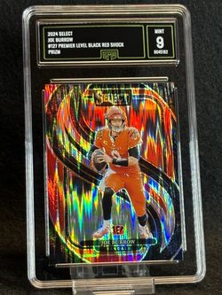 2024 Select 🔥 Joe Burrow 🔥 Premier Level Black Red Shock Prizm GMA 9 Mint 💎 - Cincinnati Bengals