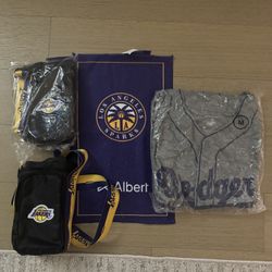 Lakers bags, Sparks towels, dodgers Sandy Koufax shirt Size M