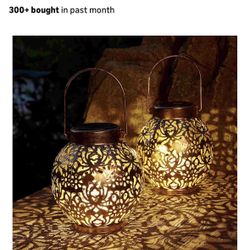 of 2 Solar Lanterns Outdoor Hanging Decorative Lights for Garden Patio Porch Decorations. (Bronze)
