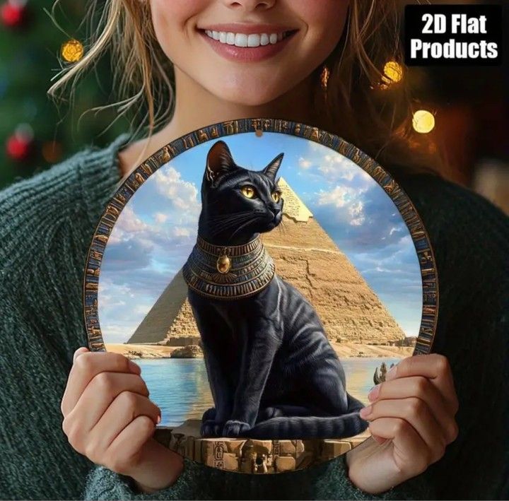 "Guardian of Eternity: Sacred Egyptian Cat Dynasty Wall Medallion"