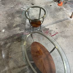 Matching Glass Top Coffee And End Table