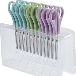 12 Piece Cutting Edge TwinGrip Kid's Scissor Classpack for School Classrooms, Blunt Tip, 3 Colors 12Count NEW.
