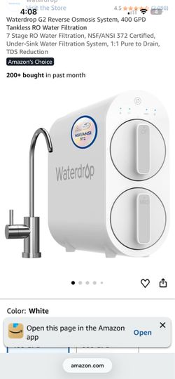 Waterdrop G2 Reverse Osmosis System, 400 GPD Tankless RO Water Filtration 7 Stage RO Water Filtration, NSF/ANSI 372 Certified, Under-Sink Water Filtra
