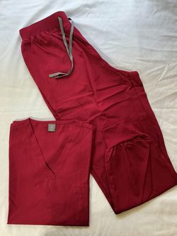 Red Scrub Set Top and Pants XL