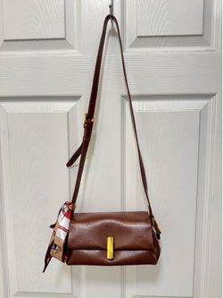 Vintage Style Sheen Leather Crossbody Purse