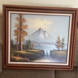 Waterfall And Mountain By "RON RUSSELL "