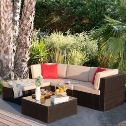 Walnew 6 pieces patio furniture on sale set outdoor sectional sofa outdoor furniture