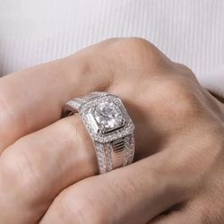 Brand New 1ct Men Moissanite S925 Sterling Silver Ring Size 9 Or 10,11 