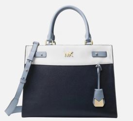 Michael Kors Colorblock Satchel White Cream Blue