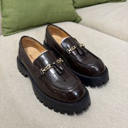 size 8 Womens Platform Loafers, Chunky Loafers for Women, Chunky Heel Lug Sole Loafers with Round Toe Business Work Shoes Comfort Slip-on