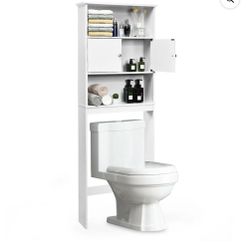Mainstays 3-Shelf Over-the-Toilet Storage Cabinet with Adjustable Doors, White