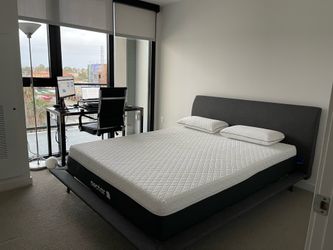 Queen Gray Upholstered Platform Bed Frame – Ready for Pickup
