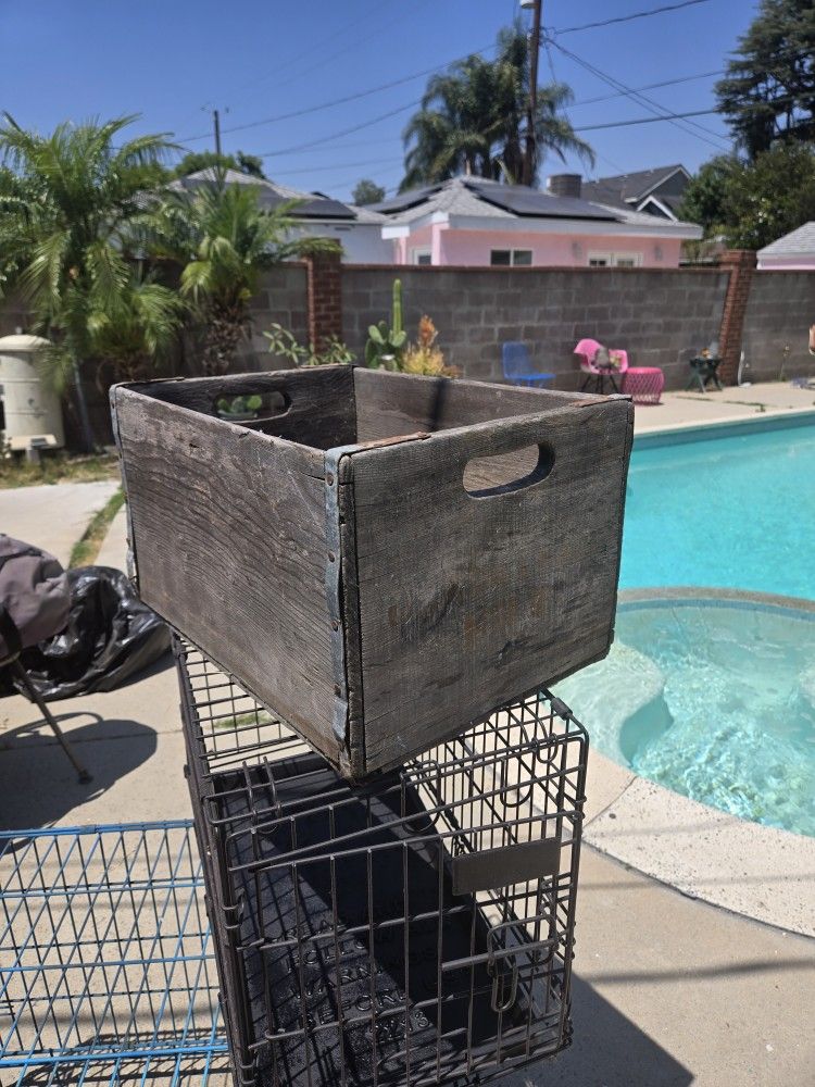 Stunning 1950s Wood Milk Crate