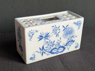 Vintage ANDREA by SADAK Blue & White Floral Porcelain Brick Frog Vase