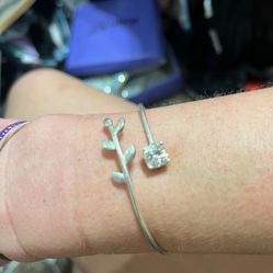 2  Carat certified HPHT lab grown diamond bangle adjustable size 925 sterling silver