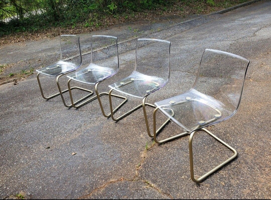 4 IKEA Clear Acrylic Chairs
