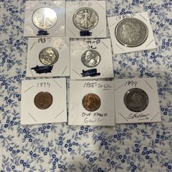 Two liberty one Morgan Buffalo nickel regular nickel any penny or a penny and a shilling