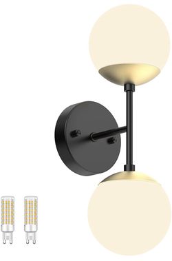 Tipace Black and Gold Wall LightMid Century Modern Globe Wall Sconce Black Wa...