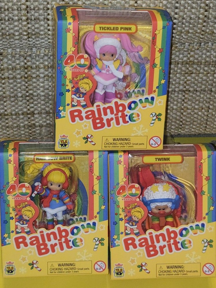 Rainbow Brite Twink Tickled Pink Rainbow Brite Winter Attire Mini Collectible Figure Combo Set