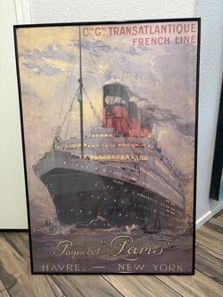 French Line Paquebot Paris Vintage Travel Poster
